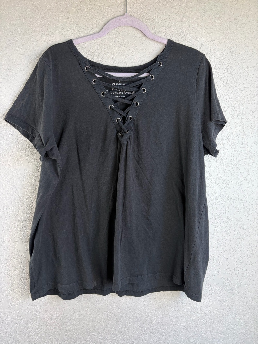 torrid Black Lace-Up Short Sleeve Tee